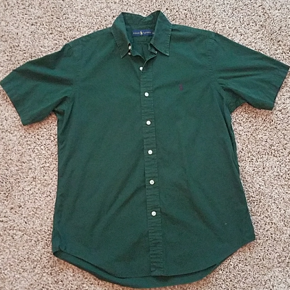 Dark green button shirt for man